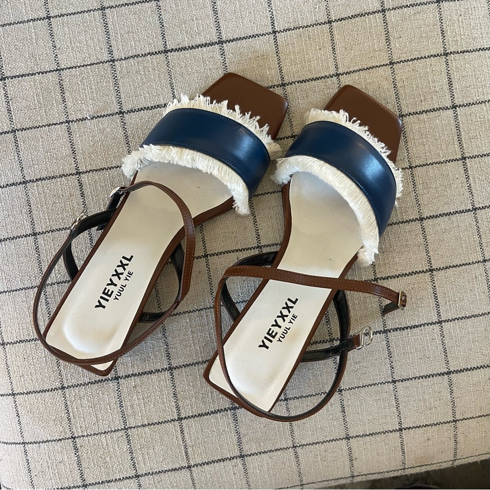 Yuul Yie Navy and Brown Sandals - Picture 2 of 6